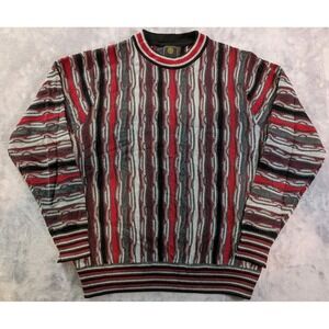 FX Fusion Sweater Crew Neck Red 3D Knit Cosby Style Hip Hop Biggie 90's Men's L